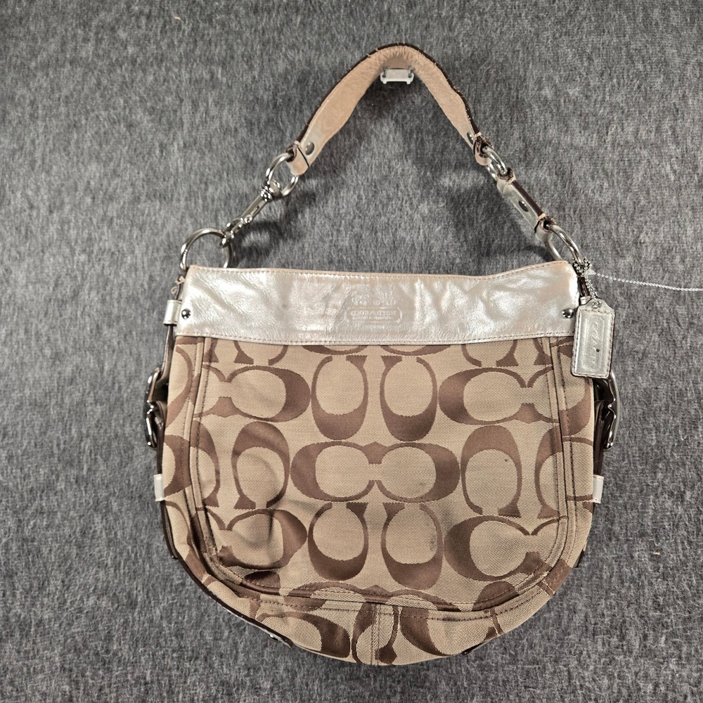 Vintage Coach Zoe Hobo Shoulder Bag Brown Tan 12657 Monogram Y2K Boho
